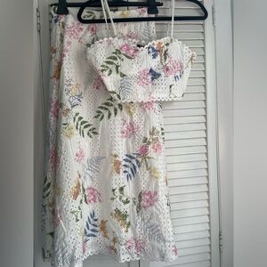 Lulus Sweet At Heart White Floral Embroidered Two-Piece Midi Dress